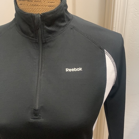 Reebok PlayDry Black and White Fitted High Neck 1/4 Zip Track Jacket Size‎ M - Picture 4 of 8